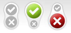 status buttons in untested, successful and failed state