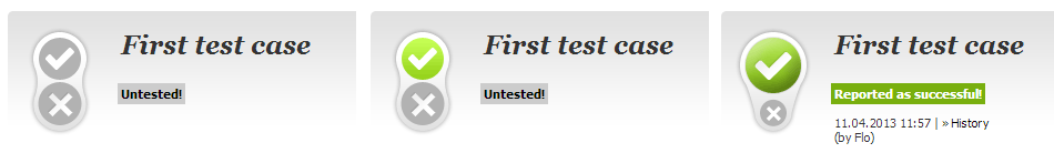 Reporting a successful test